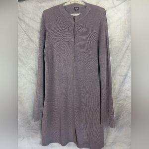 Eileen Fisher Medium Open Long Cardigan Lavender 90% Silk
